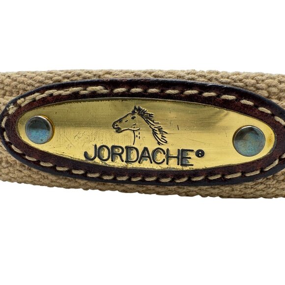 Jordache Vintage Leather Woven Rope Belt 80s 29.5" - 32" Skinny Gold Tone Womens - Picture 2 of 7